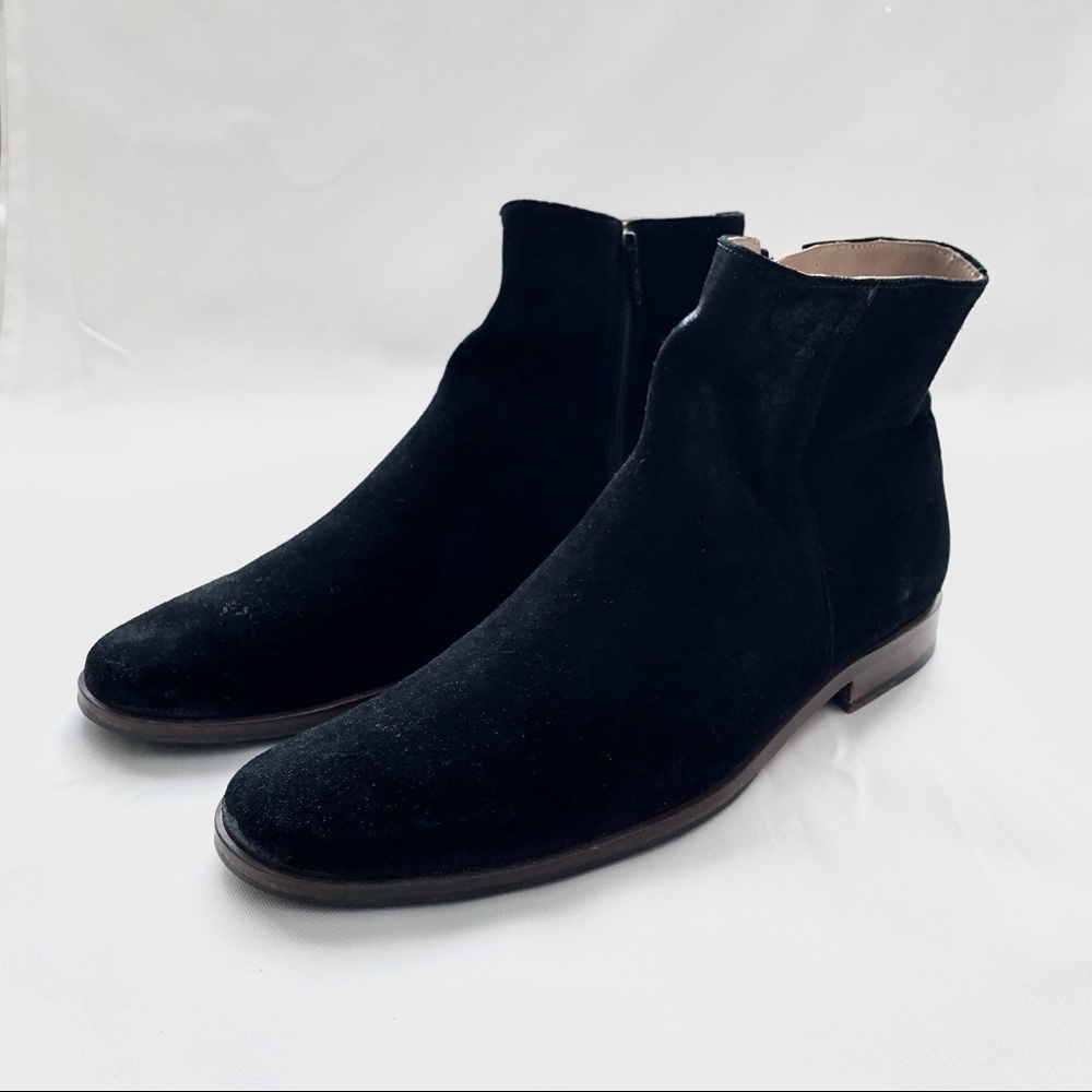 Black Suede Zipper Boots